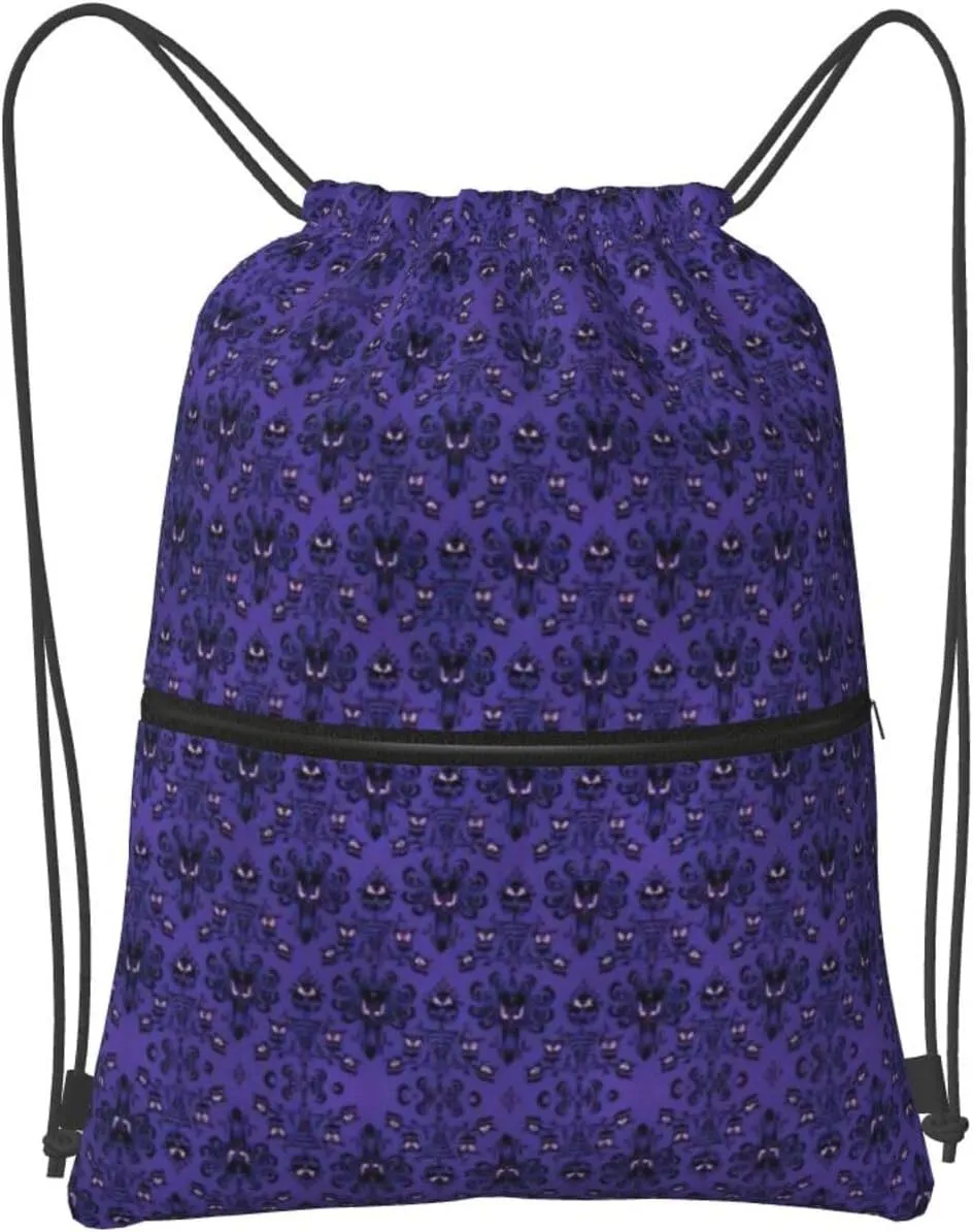 Haunted Mansion Drawstring Gym Bag Sports String Backpack For Beach Picnic, Family Outing