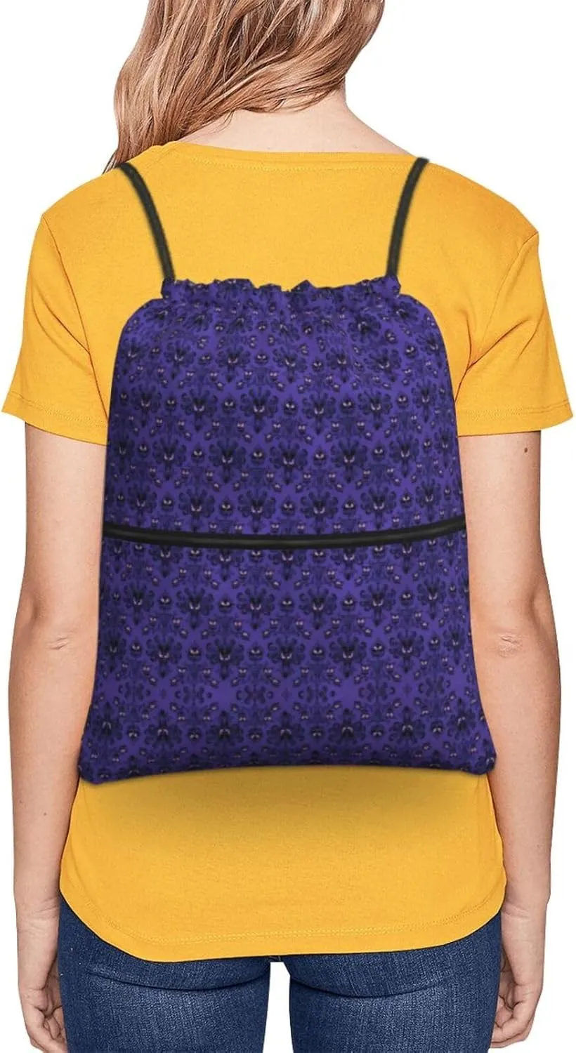 Haunted Mansion Drawstring Gym Bag Sports String Backpack For Beach Picnic, Family Outing