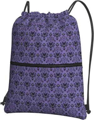Haunted Mansion Drawstring Gym Bag Sports String Backpack For Beach Picnic, Family Outing