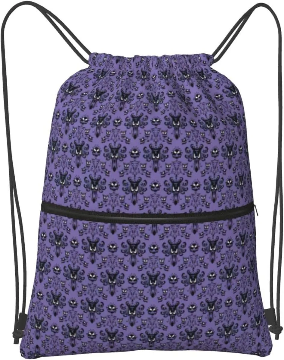 Haunted Mansion Drawstring Gym Bag Sports String Backpack For Beach Picnic, Family Outing