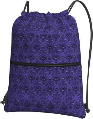 Haunted Mansion Drawstring Gym Bag Sports String Backpack For Beach Picnic, Family Outing