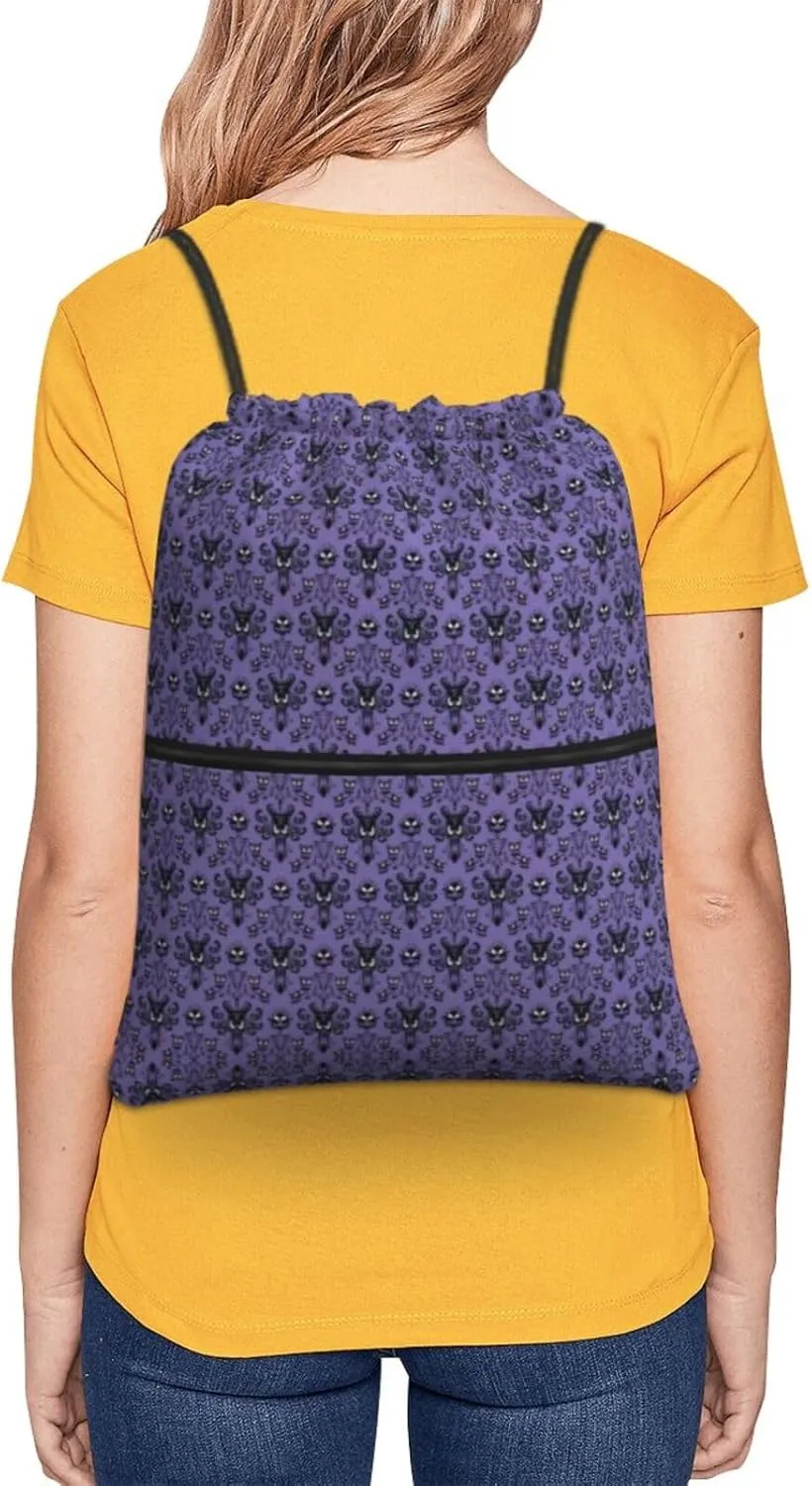 Haunted Mansion Drawstring Gym Bag Sports String Backpack For Beach Picnic, Family Outing