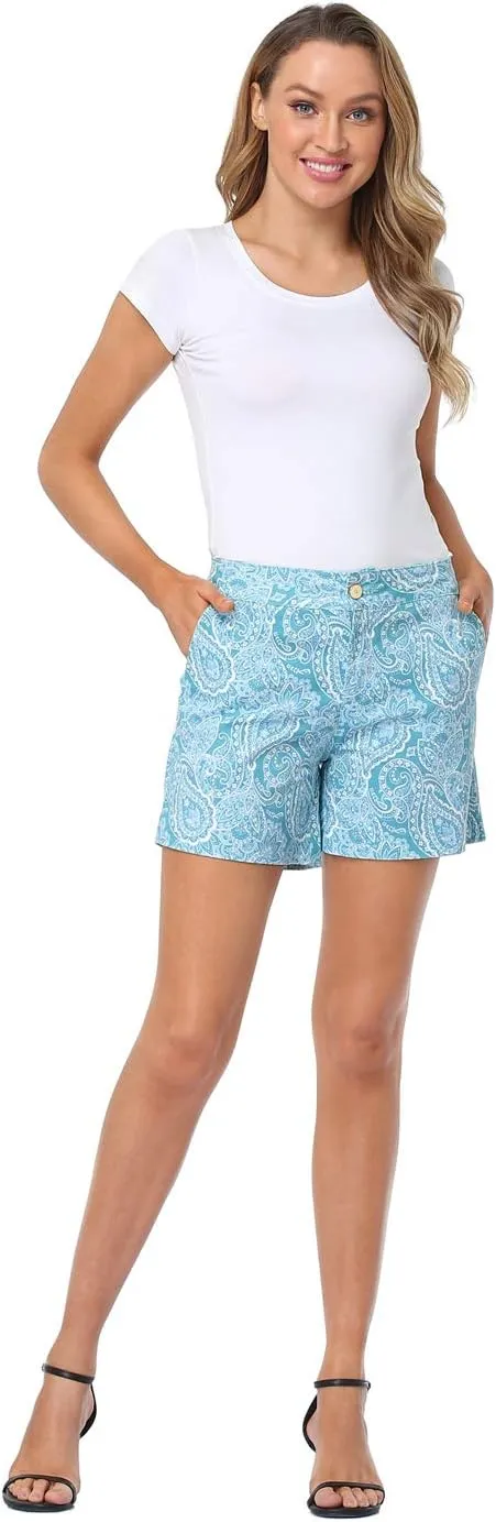 HDE Chino Shorts for Women 5" Inseam High Waisted Casual Stretch Summer Shorts