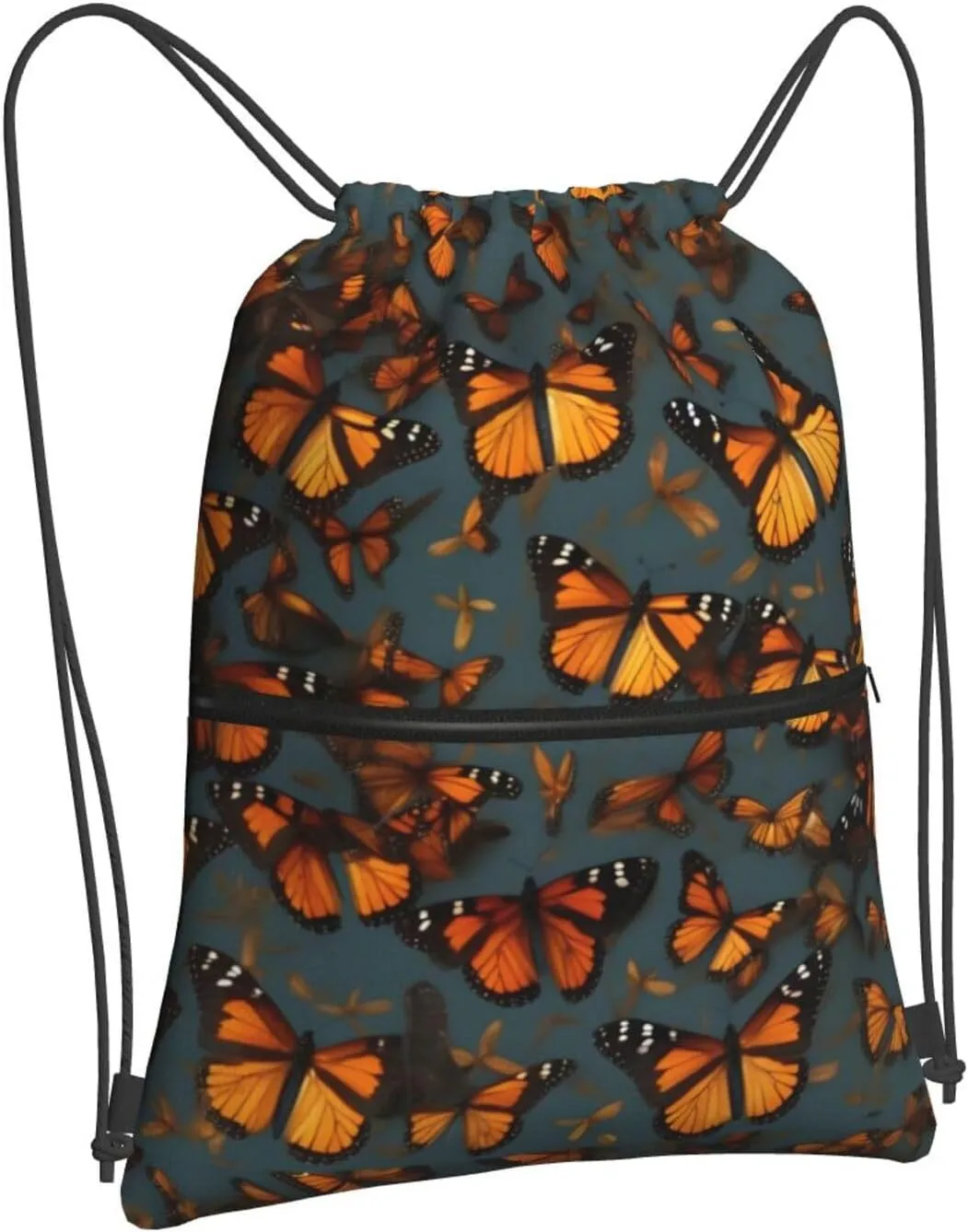 Heaps Of Orange Monarch Butterflies Drawstring Backpack String Cinch Bag For Fitness Workout, Daily Commute, Travel