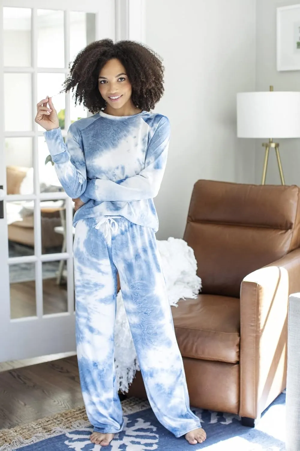 Hello Mello Dyes The Limit Lounge Pants Soft Pajama Tie Dye Bottoms Elastic Waistband Drawstring Tie