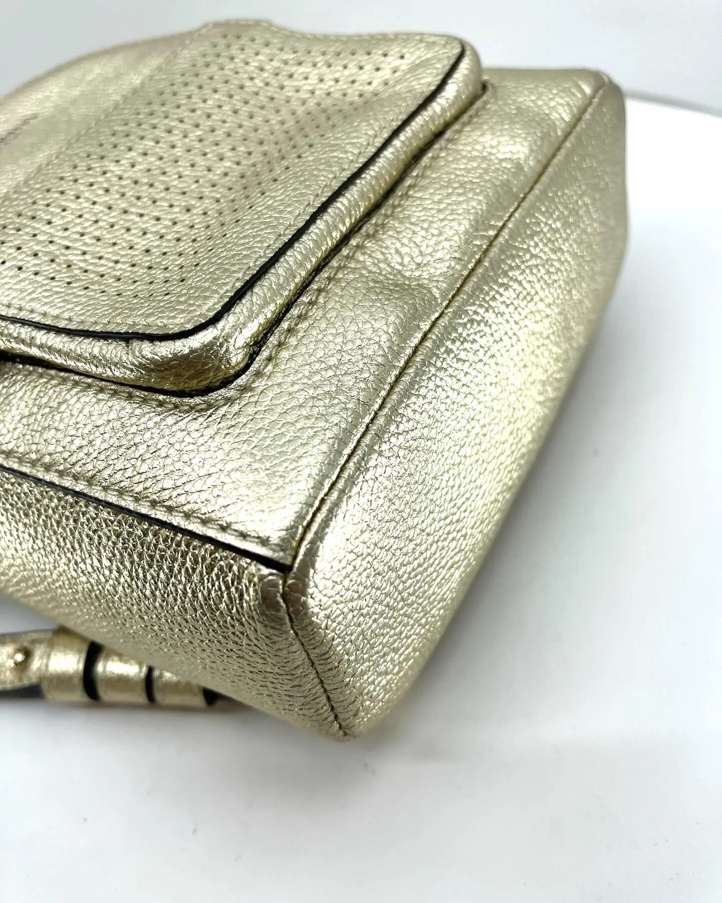 HENRI BENDEL INFLUENCER METALLIC GOLD LEATHER MINI BACKPACK
