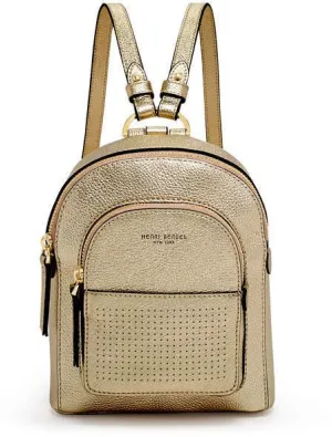 HENRI BENDEL INFLUENCER METALLIC GOLD LEATHER MINI BACKPACK