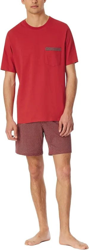 Herren Schlafanzug Kurz Rundhals-Comfort Nightwear Pijama Set, Chili Red 180261, 60 cm Men, Red Chilli 180261, 60