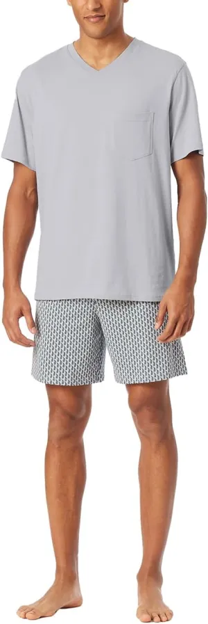 Herren Schlafanzug Kurz V-Ausschnitt-Comfort Essentials Pijama Set, Silver_181153, 54 Men, Silver_181153, 54