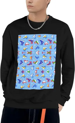 Hockey Elements Creative Patterned Print Adult Sweatshirts,Long Sleeve Crew Neck, Pullover With Picture-S/M/L/Xl/Xxl/Xxxl Black