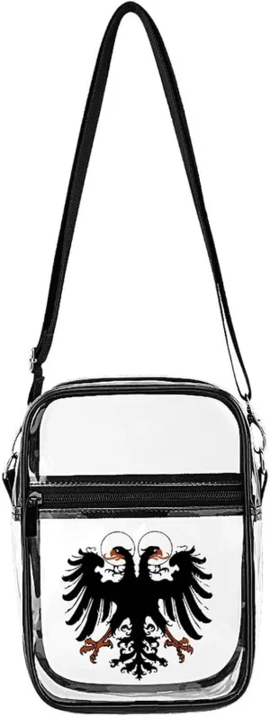 Holy Roman Empire Clear Crossbody Bag with Adjustable Shoulder Strap PVC Clear Purse Bags Stadium Approved for Concerts Sports Festivals