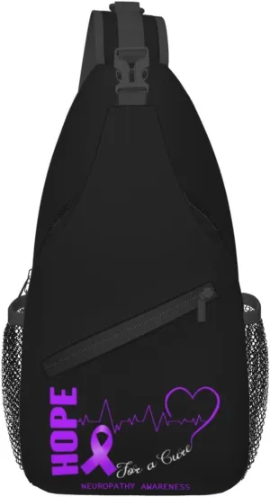Hope For A Cure Neuropathy Awareness Crossbody Bags For Women Men Chest Backpack Gym Shoulder Bag Travel Outdoor Sports Casual Crossbody Bags