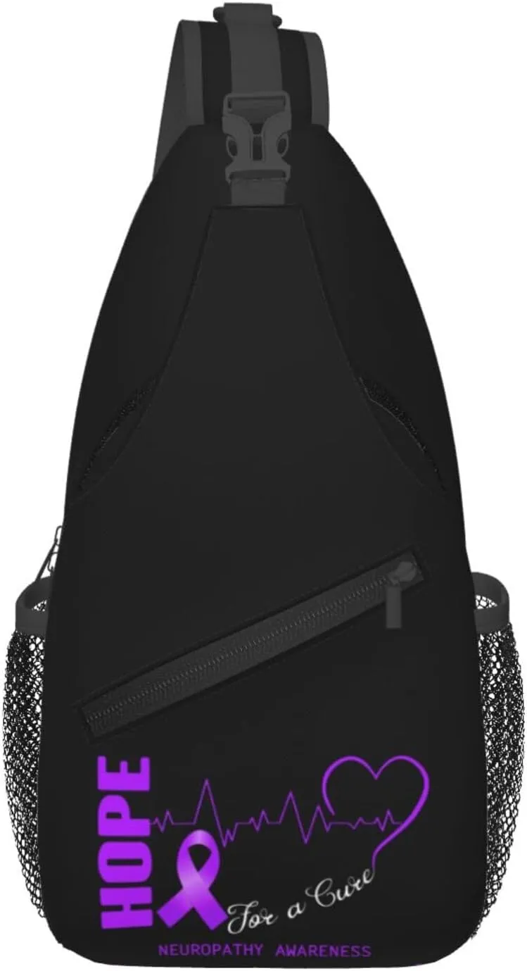 Hope For A Cure Neuropathy Awareness Crossbody Bags For Women Men Chest Backpack Gym Shoulder Bag Travel Outdoor Sports Casual Crossbody Bags