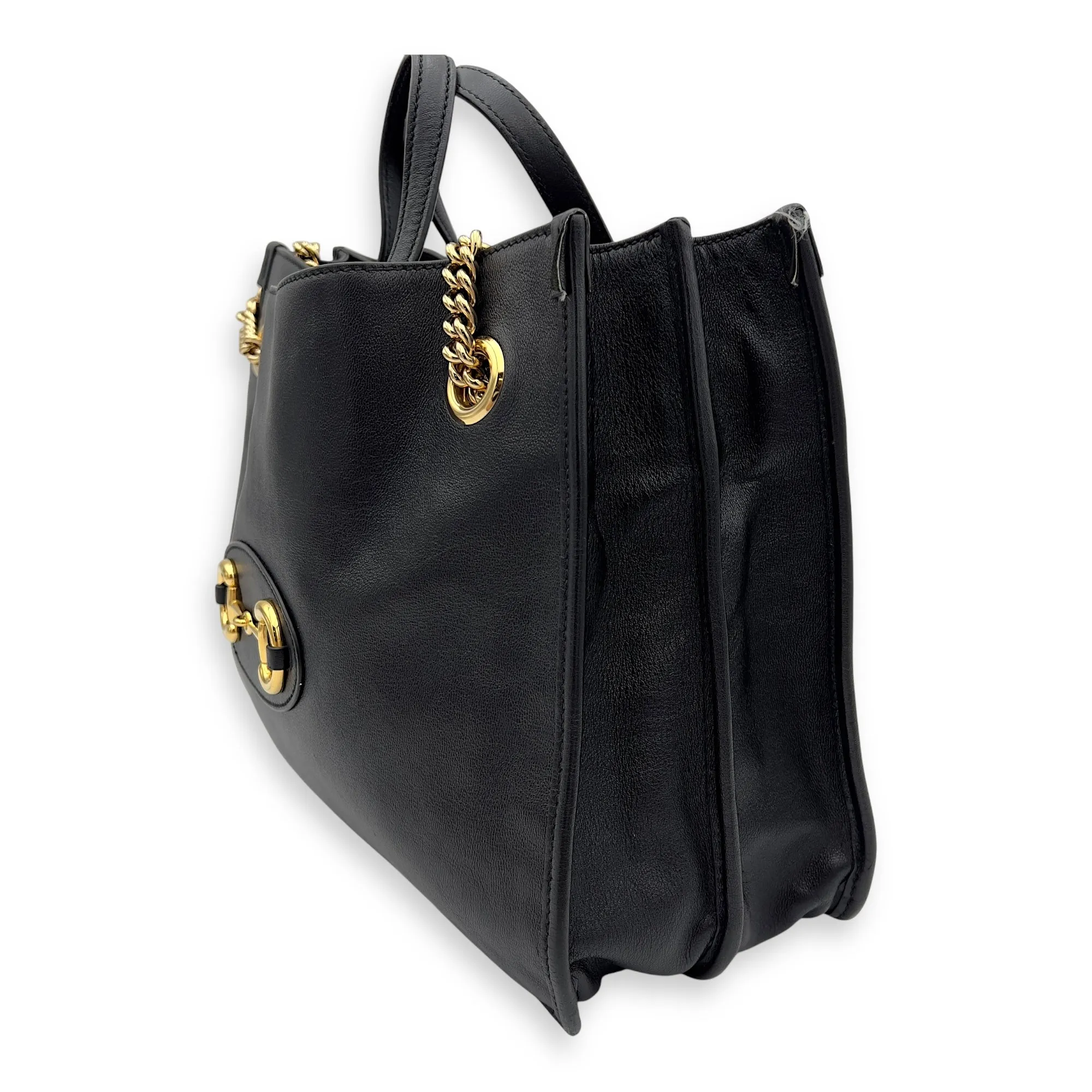 Horsebit 1955 Tote Bag Black in Calfskin, Gold hardware