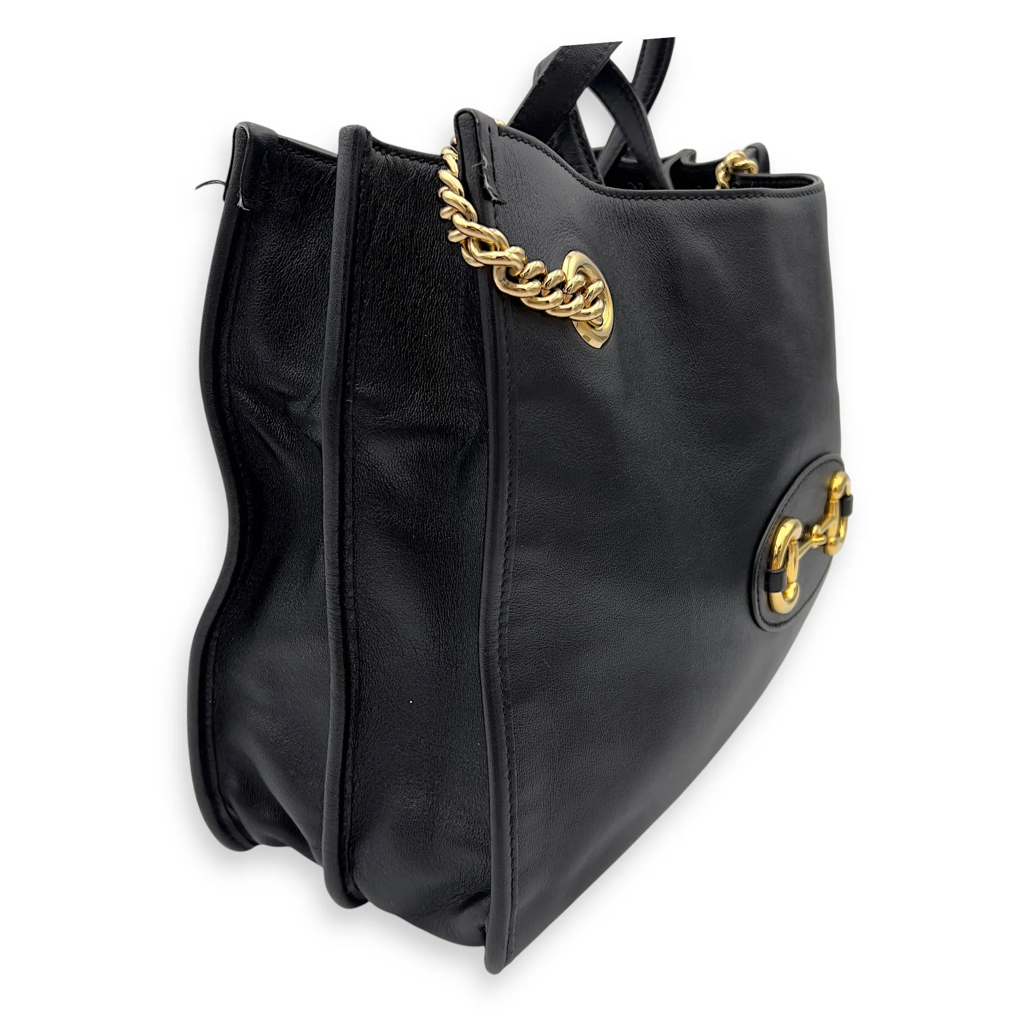 Horsebit 1955 Tote Bag Black in Calfskin, Gold hardware