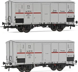 Hr6562 Fs 2-Unit Wagons Cold Rooms HGB 2-Axis Metal Body Silver-Red Strap Uk Cargo Gauge Model Railwayrolling Stock, Wagons