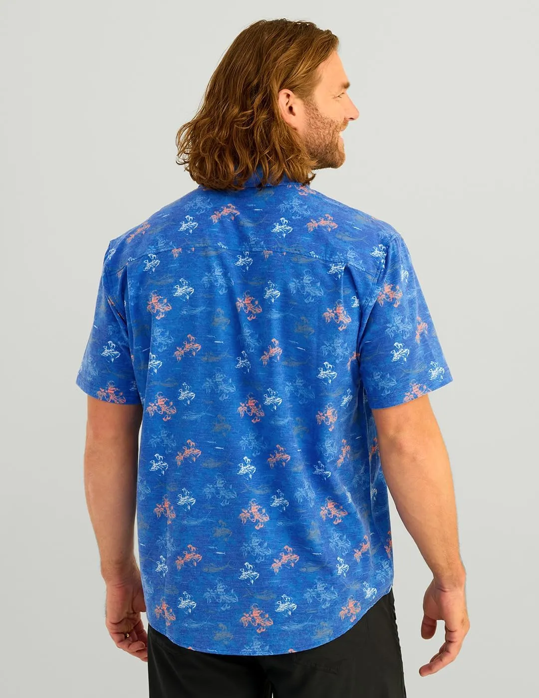 HUK Men's Kc Scott Patterned Kona, Performance Button Down Shirt