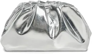 Huralona Dressy Pleated Vegan Leather Clutch Ruched Bag Purse Metallic PU Clutch Cloud Dumpling Bag for Women