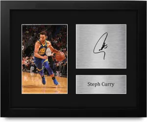 HWC Trading Steph Curry Golden State Warriors Gifts USL Framed Printed Signed Autograph Picture for Basketball Memorabilia Fans - US Letter Size