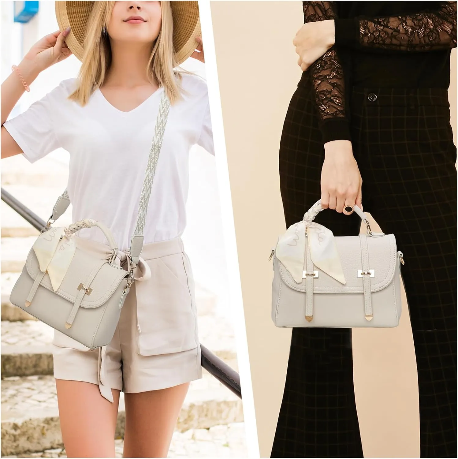 I IHAYNER Crossbody Bags for Women Soft Leather Purses Top Handle Handbags for Travel Designer Shoulder Bags with Wide Strap