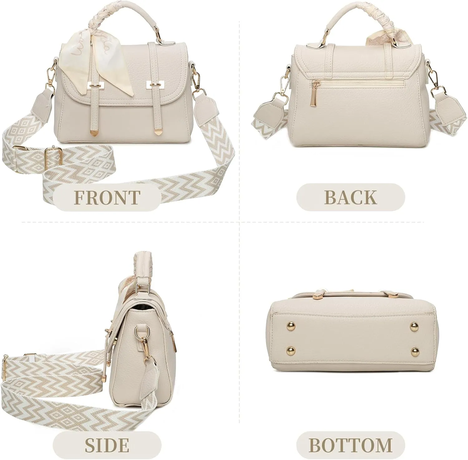 I IHAYNER Crossbody Bags for Women Soft Leather Purses Top Handle Handbags for Travel Designer Shoulder Bags with Wide Strap