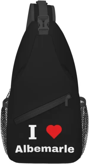 I Love Albemarle Crossbody Bags For Women Men Chest Backpack Gym Shoulder Bag Travel Outdoor Sports Casual Crossbody Bags