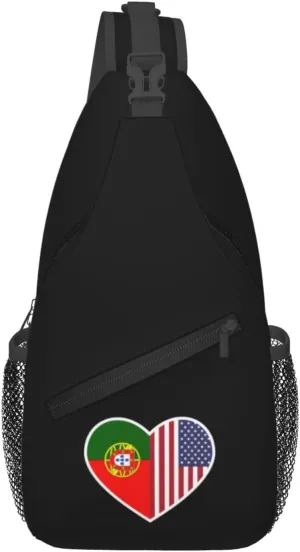 I Love America And Portugal Crossbody Bags For Women Men Chest Backpack Gym Shoulder Bag Travel Outdoor Sports Casual Crossbody Bags