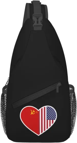 I Love America And The Soviet Union Crossbody Bags For Women Men Chest Backpack Gym Shoulder Bag Travel Outdoor Sports Casual Crossbody Bags