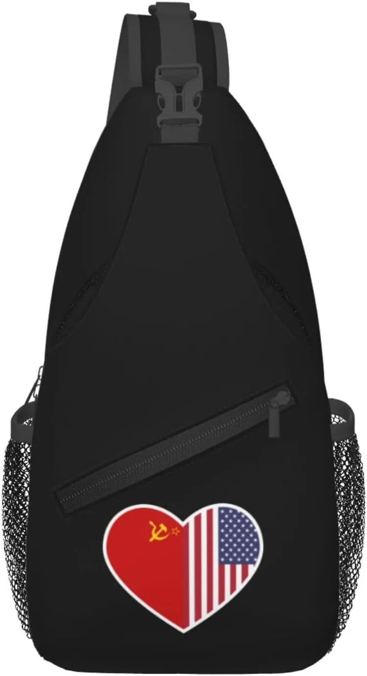 I Love America And The Soviet Union Crossbody Bags For Women Men Chest Backpack Gym Shoulder Bag Travel Outdoor Sports Casual Crossbody Bags