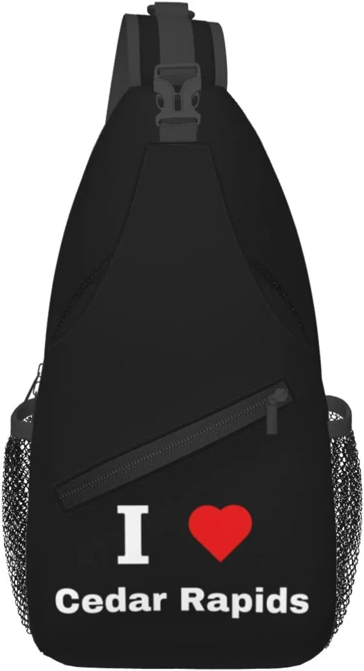 I Love Cedar Rapids Crossbody Bags For Women Men Chest Backpack Gym Shoulder Bag Travel Outdoor Sports Casual Crossbody Bags