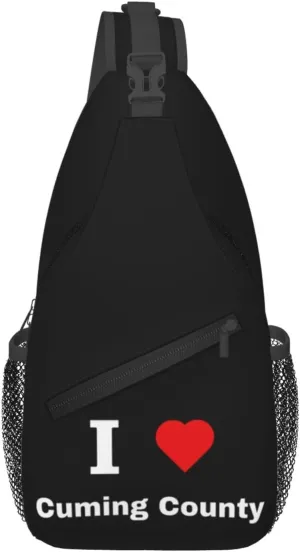 I Love Cuming County Crossbody Bags For Women Men Chest Backpack Gym Shoulder Bag Travel Outdoor Sports Casual Crossbody Bags