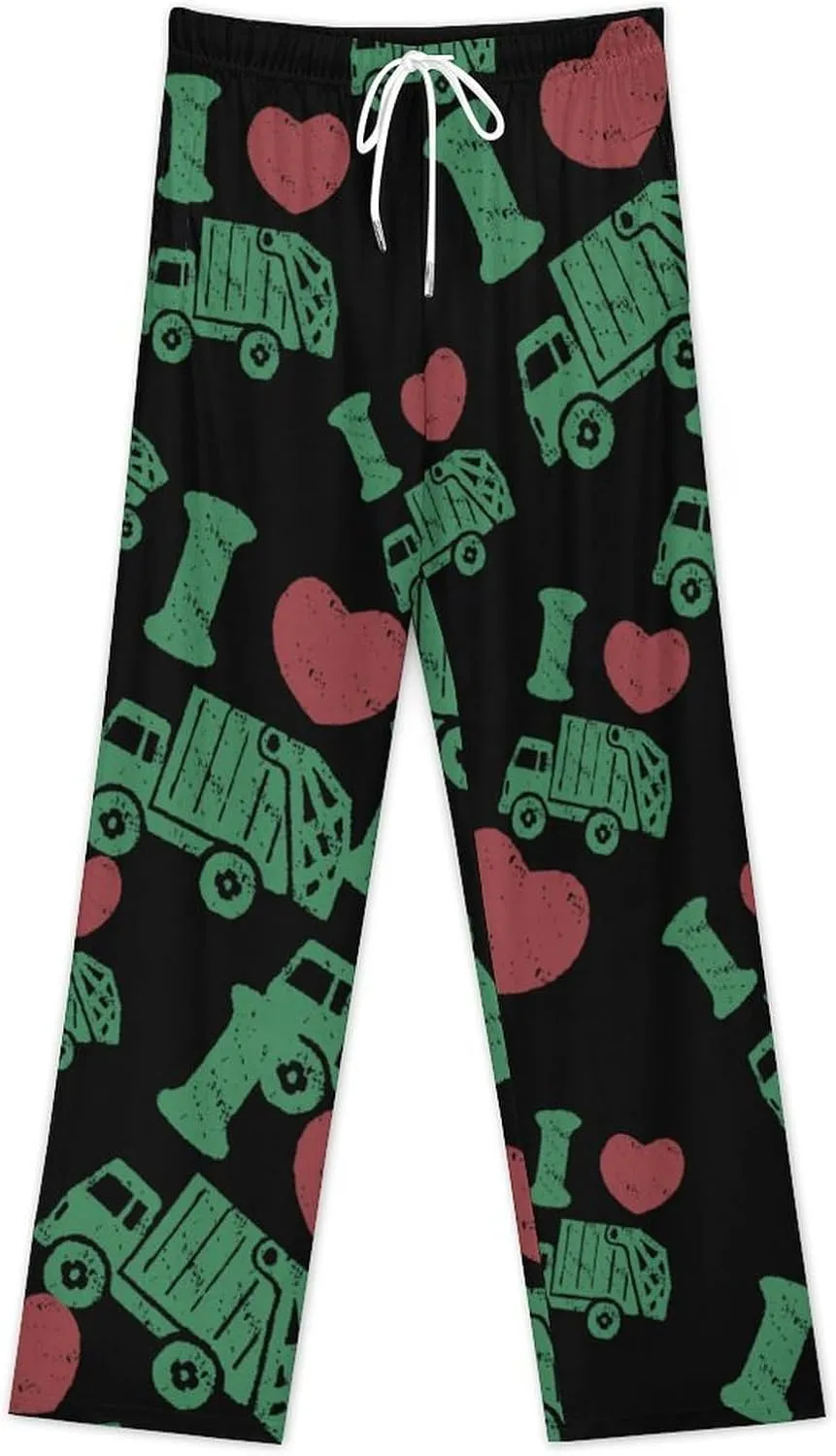 I Love Garbage Truck Women Pajama Pants Sleepwear Pockets Lounge Bottoms Nightwear