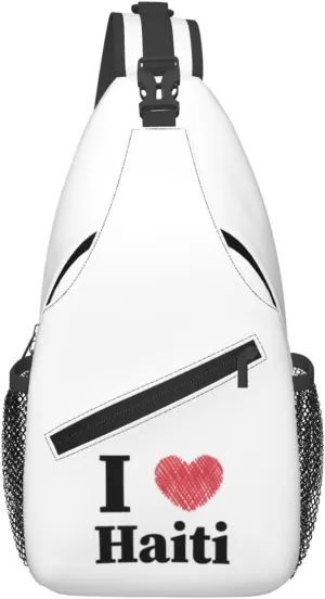 I Love Haiti Crossbody Bags For Women Men Chest Backpack Gym Shoulder Bag Travel Outdoor Sports Casual Crossbody Bags