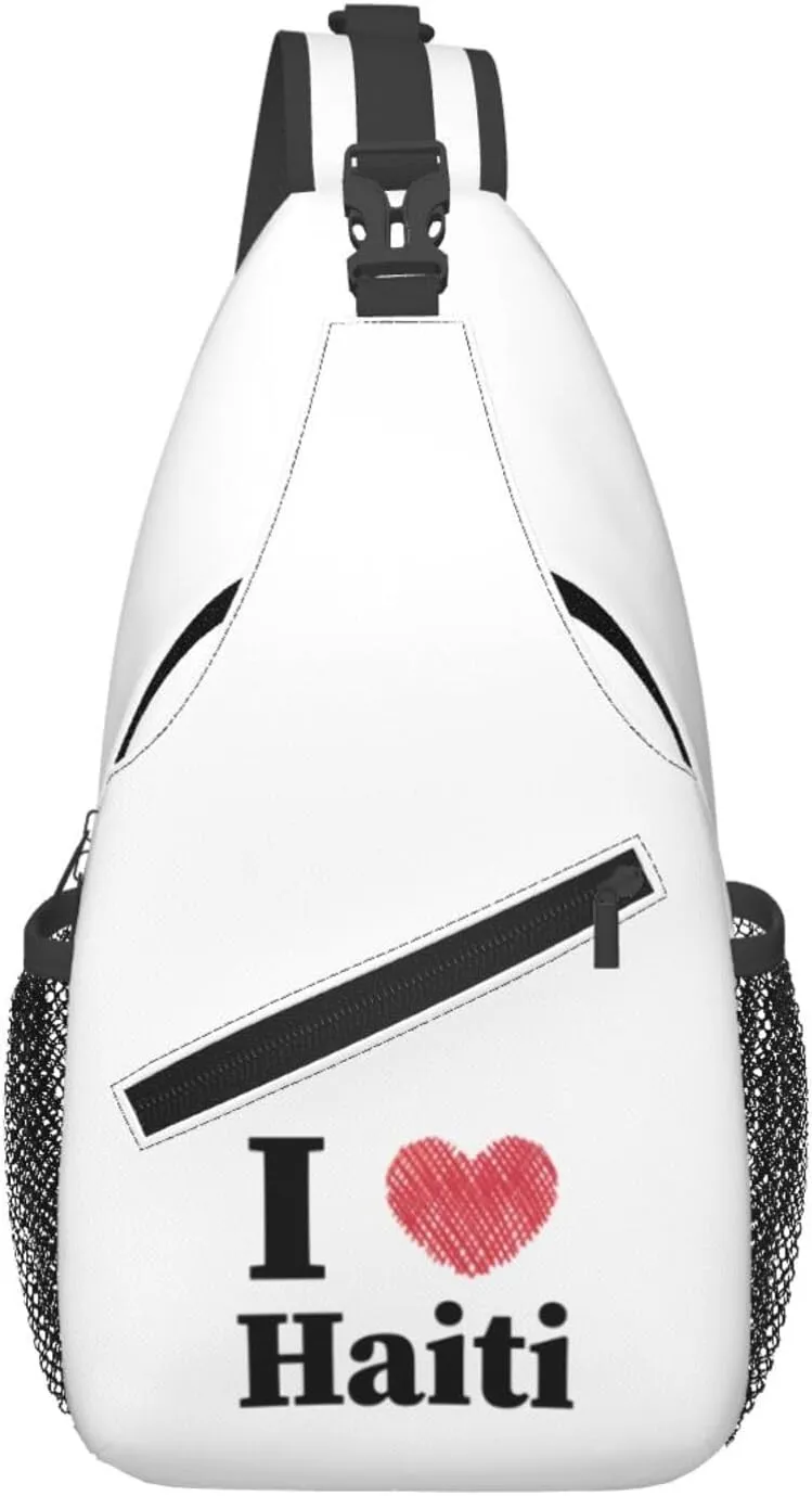 I Love Haiti Crossbody Bags For Women Men Chest Backpack Gym Shoulder Bag Travel Outdoor Sports Casual Crossbody Bags