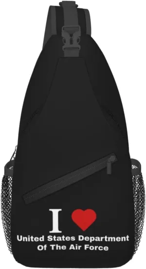 I love United States Department Of The Air Force Crossbody Bags For Women Men Chest Backpack Gym Shoulder Bag Travel Outdoor Sports Casual Crossbody Bags