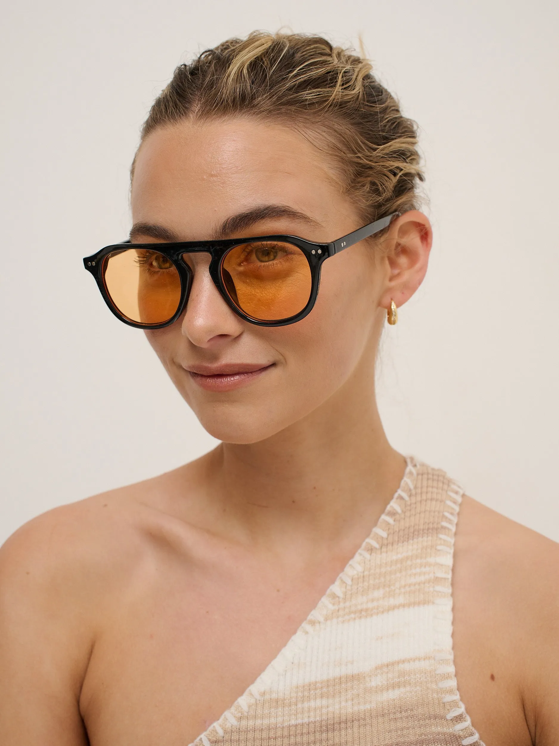 Ibiza Aviator Sunglasses in Black/Orange