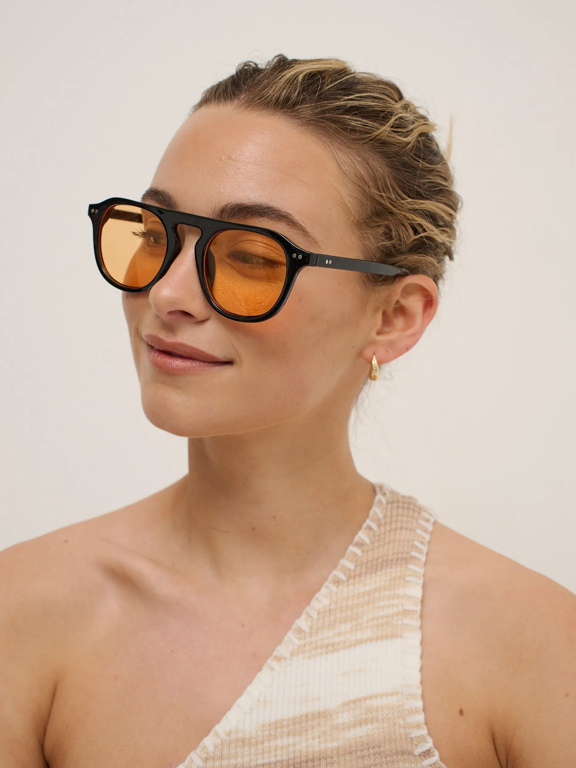 Ibiza Aviator Sunglasses in Black/Orange