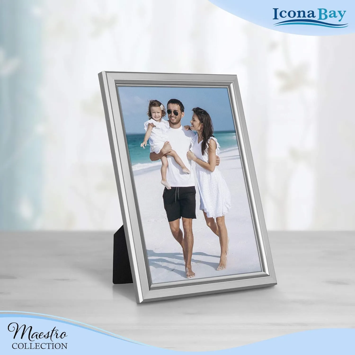 Icona Bay 5x7 Picture Frames Set (Silver, 12 Pack), Classy Contemporary Style, Maestro Collection