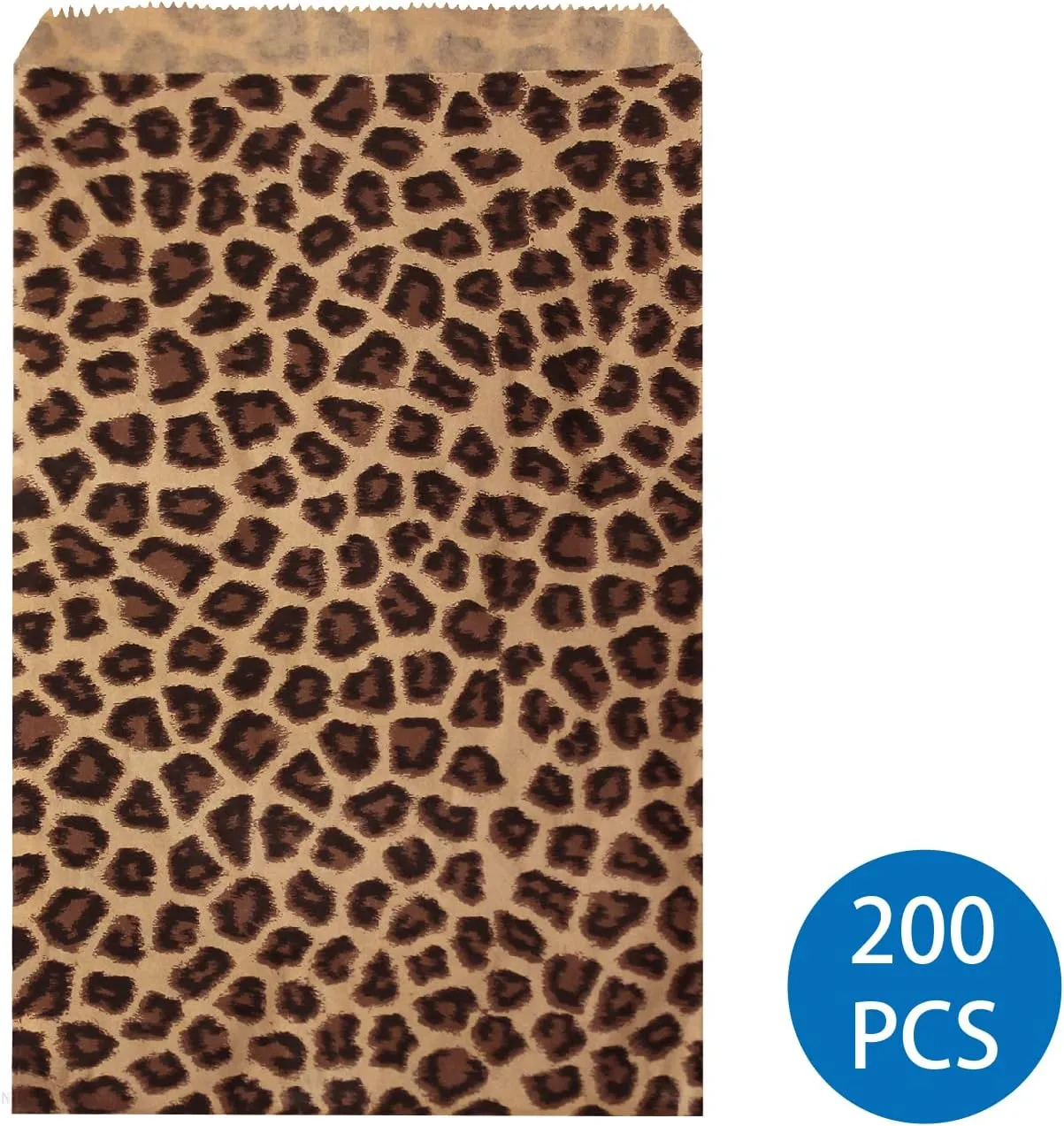 Ikee Design 200 Pcs of 6 X 9 Inch Flat Plain Prints Paper or Patterned Kraft Bags for Candy, Cookies, Merchandise, Party Favors, Gift, Small Paper Bags, Leopard Pattern