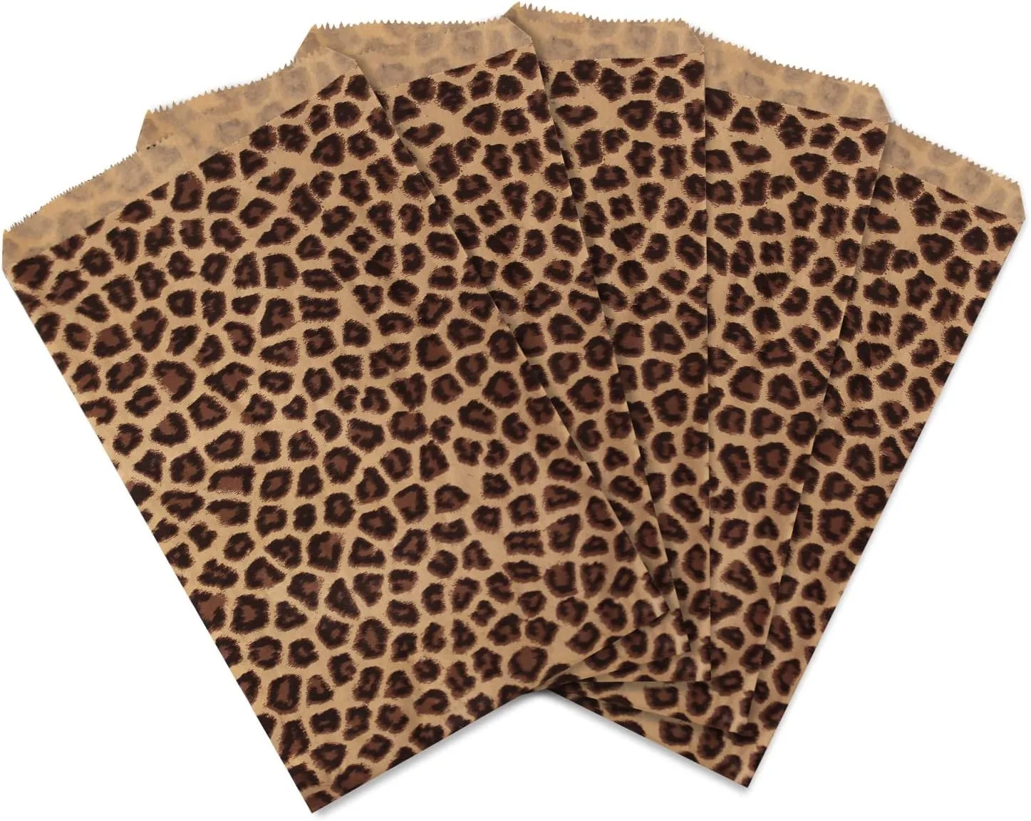 Ikee Design 200 Pcs of 6 X 9 Inch Flat Plain Prints Paper or Patterned Kraft Bags for Candy, Cookies, Merchandise, Party Favors, Gift, Small Paper Bags, Leopard Pattern