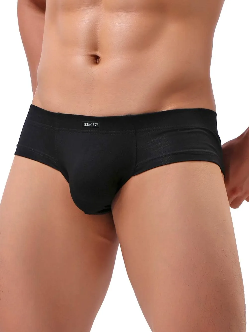 IKINGSKY Men's Seamless Front Pouch Briefs Sexy Low Rise Men Cotton Underwear