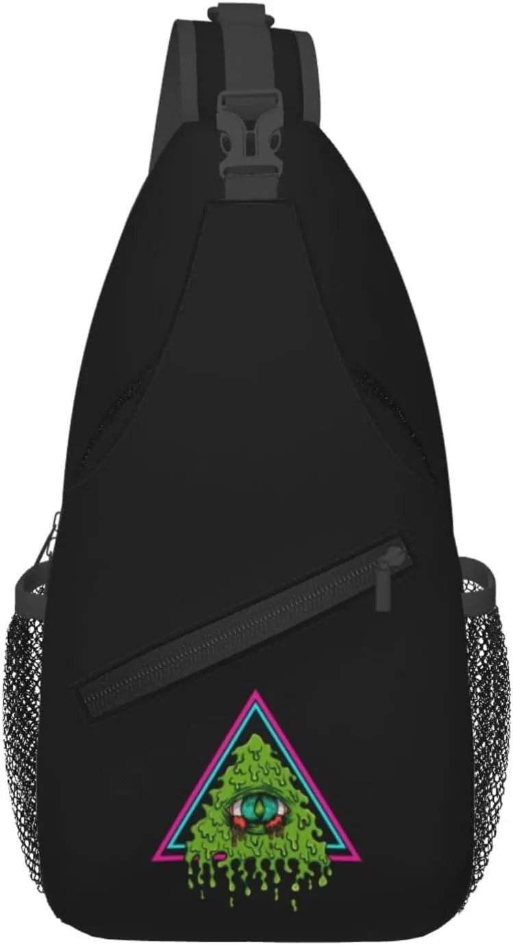 Illusionary Triangle And Eyes Crossbody Bags For Women Men Chest Backpack Gym Shoulder Bag Travel Outdoor Sports Casual Crossbody Bags