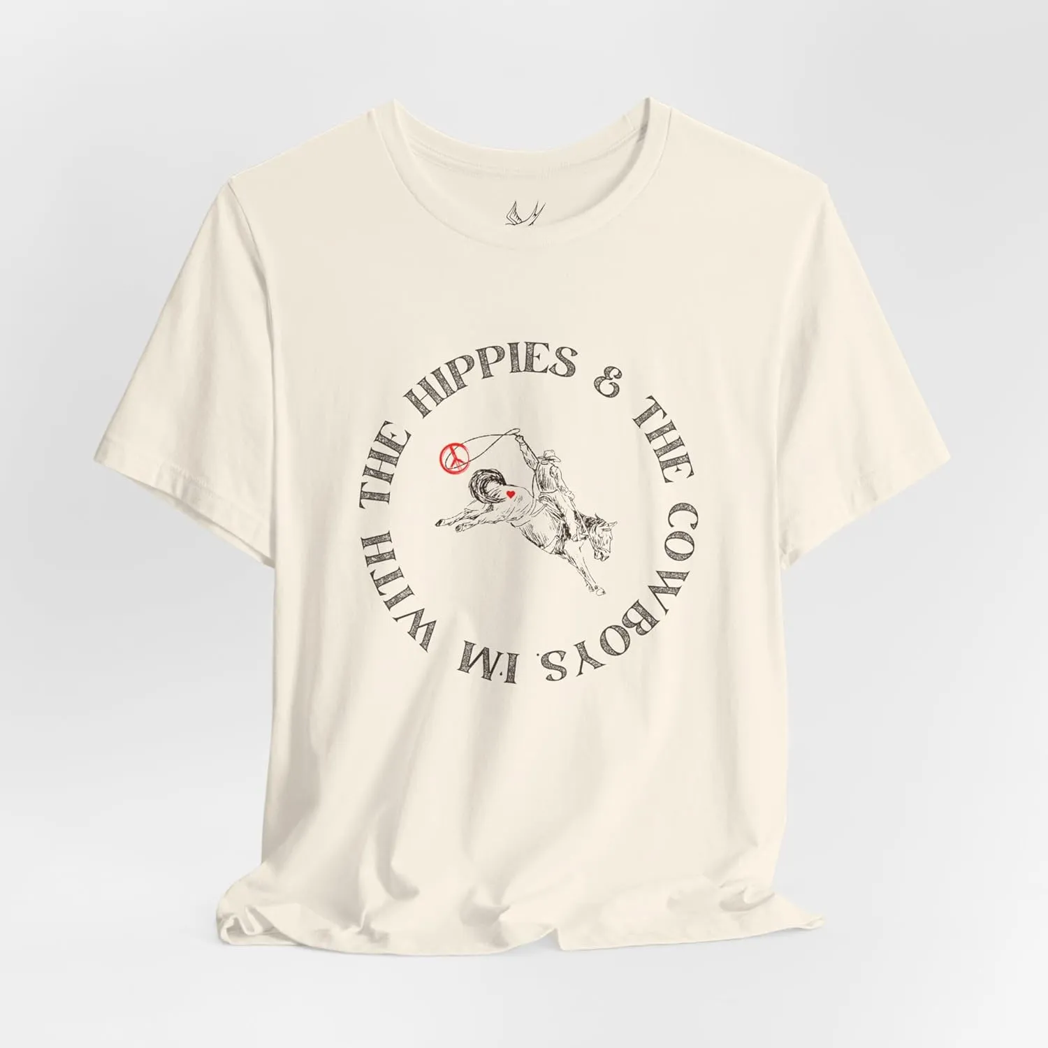 I'm with The Hippies & The Cowboys T-Shirt: Western Country Concert T-Shirt, Hippies & Cowboys Rodeo Tee, All Ages Top
