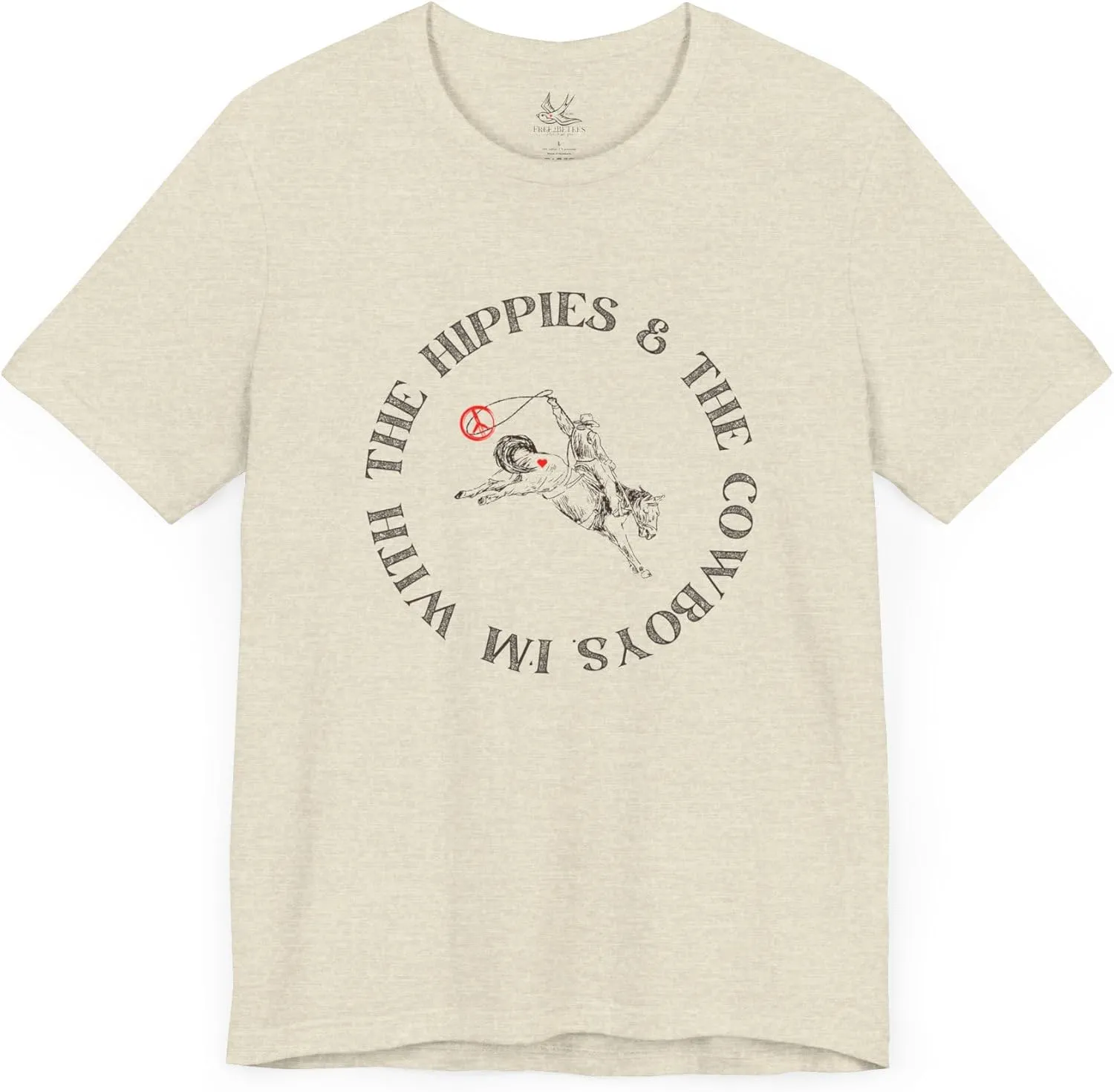 I'm with The Hippies & The Cowboys T-Shirt: Western Country Concert T-Shirt, Hippies & Cowboys Rodeo Tee, All Ages Top