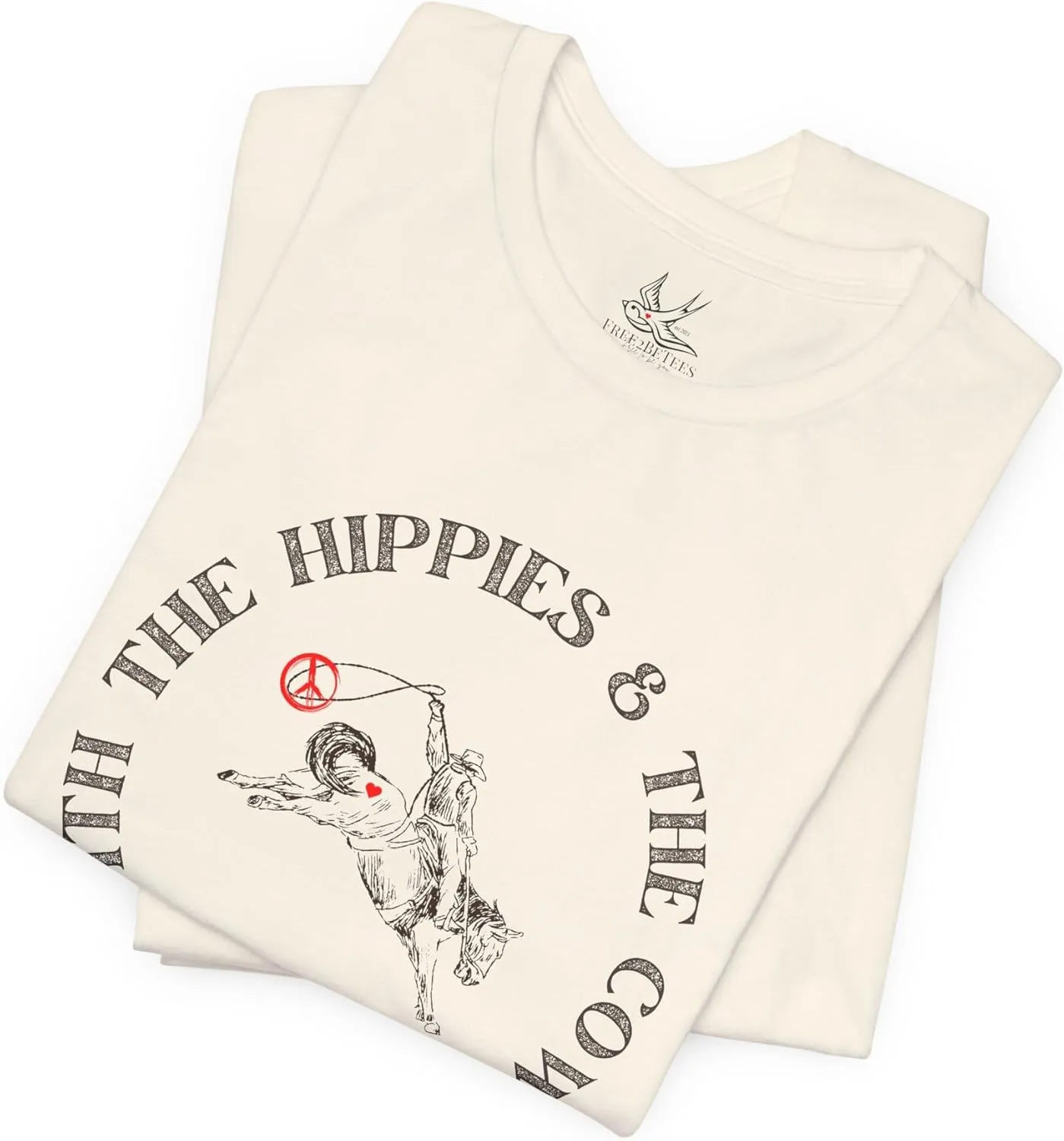 I'm with The Hippies & The Cowboys T-Shirt: Western Country Concert T-Shirt, Hippies & Cowboys Rodeo Tee, All Ages Top