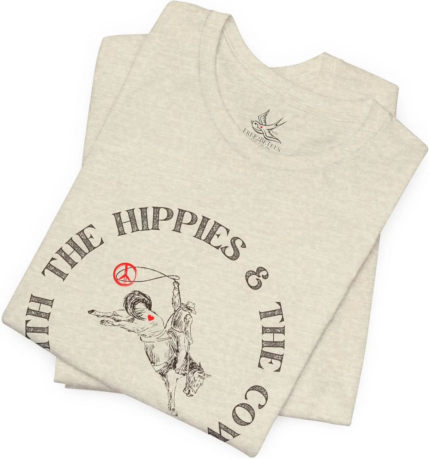 I'm with The Hippies & The Cowboys T-Shirt: Western Country Concert T-Shirt, Hippies & Cowboys Rodeo Tee, All Ages Top