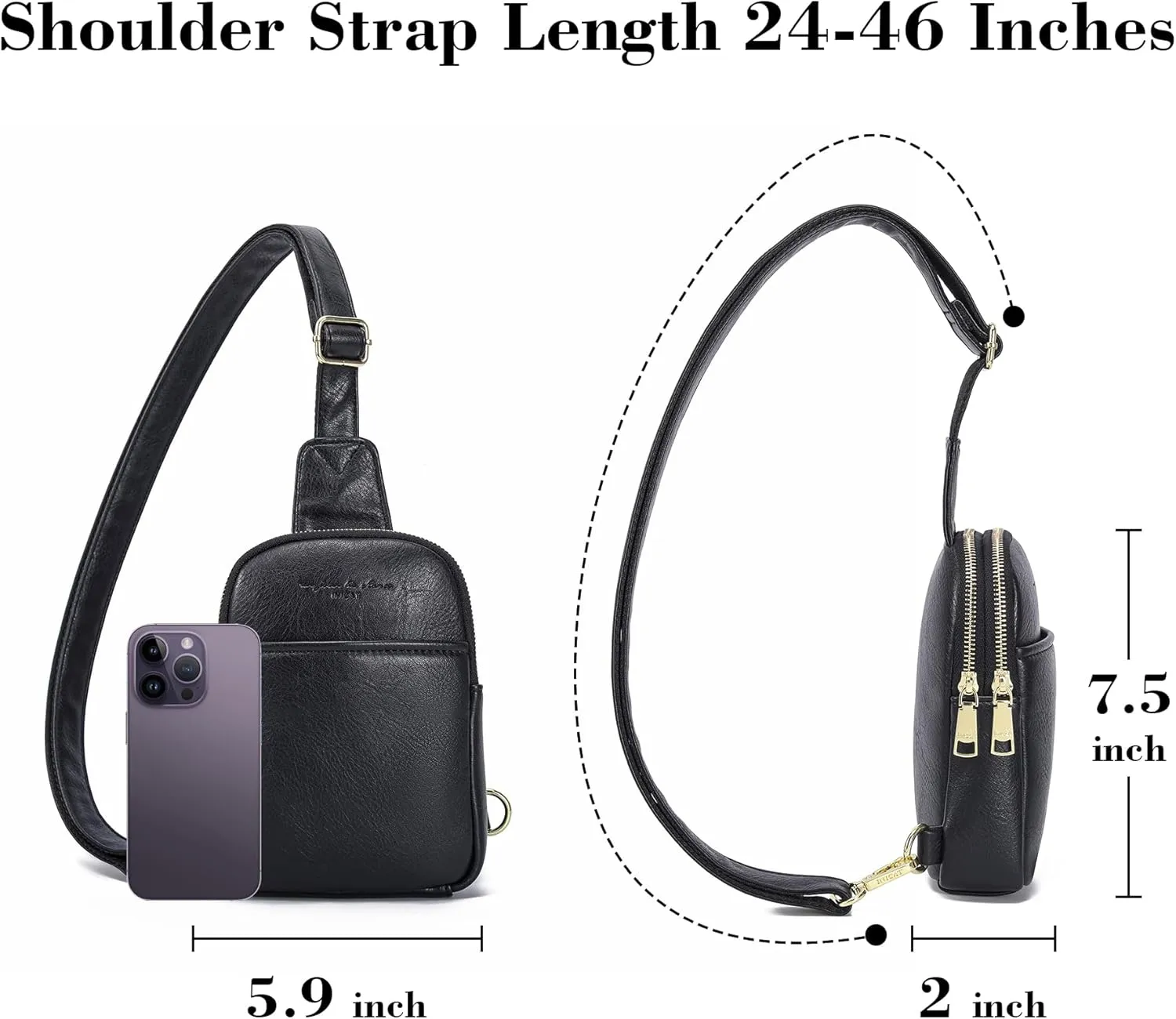 INICAT Small Crossbody Sling Bags for Women Vegan Leather Cell Phone Purse Fanny Packs for Women Men