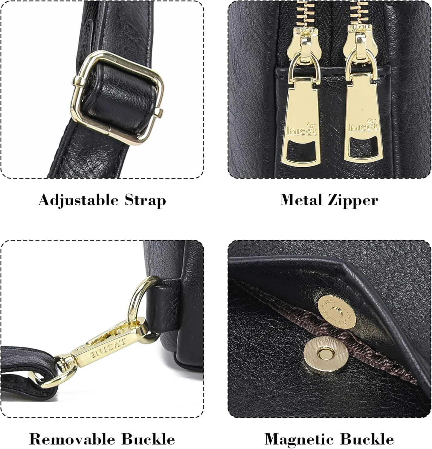 INICAT Small Crossbody Sling Bags for Women Vegan Leather Cell Phone Purse Fanny Packs for Women Men