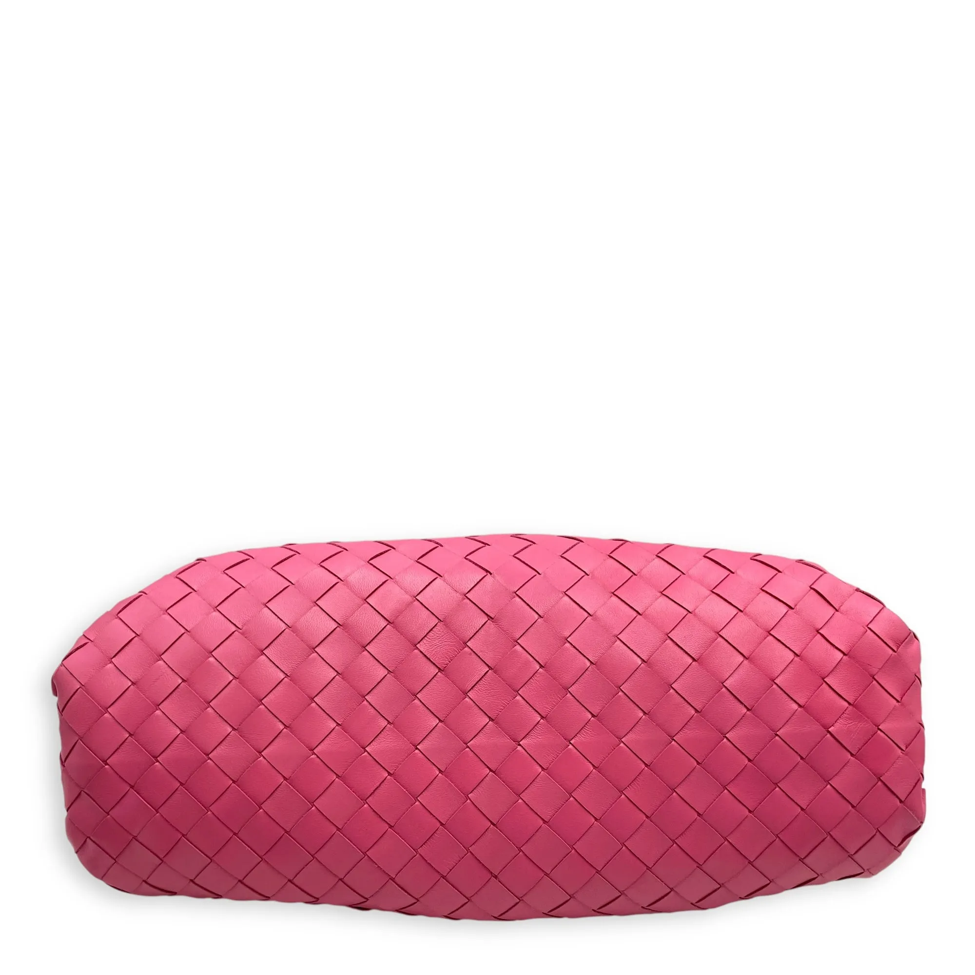 Intrecciato Pink Clutch in Nappa Leather, Silver hardware