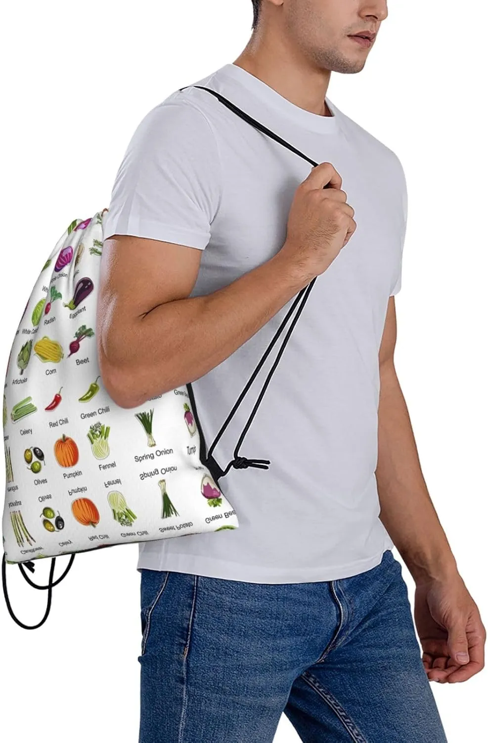 Introduction Of Various Vegetables Drawstring Backpack Sports Gym Bag String Cinch Pouch For Daily Use